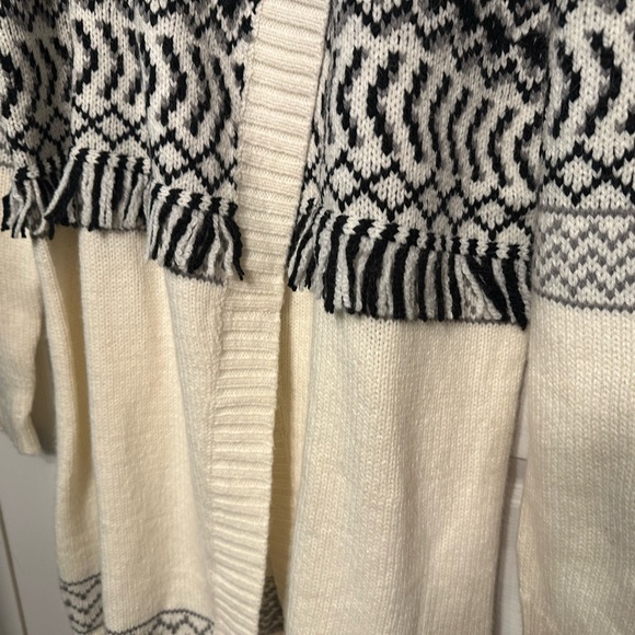 NYDJ L new Fairisle Cascade Cardigan Sweater  Black  cream  Acrylic/ Wool Blend - Picture 7 of 9